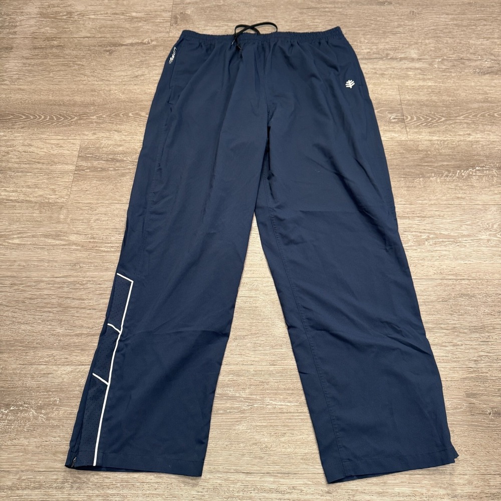 Coolibar Outpace Sport Pants Mens XXL Blue Nylon UPF 50 Track Hiking Baggy Pants